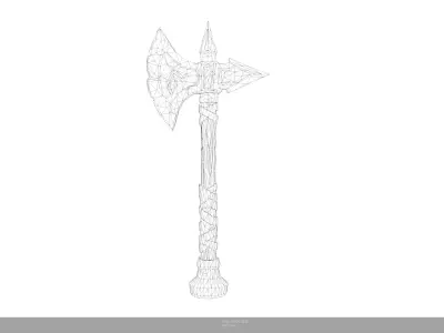 Stylized Runic Frost Axe Game Ready - AI Low-poly 3D model