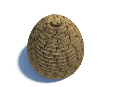 Traditional honey bee skep hive Low-poly 3D model