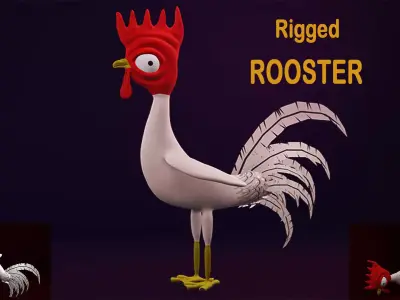 Funny 3D Rooster Character Low-poly 3D model