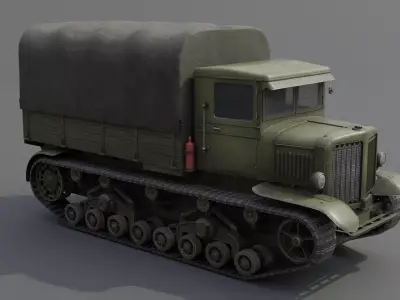 Voroshilovets Artillery Tractor Low-poly 3D model