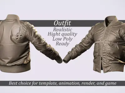 Bomber Jacket - Game Ready Outfit Low-poly 3D model