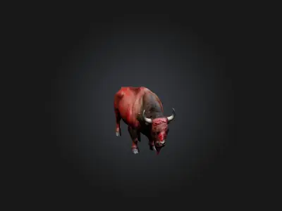 Realistic Bleeding Bison Model Low-poly 3D model