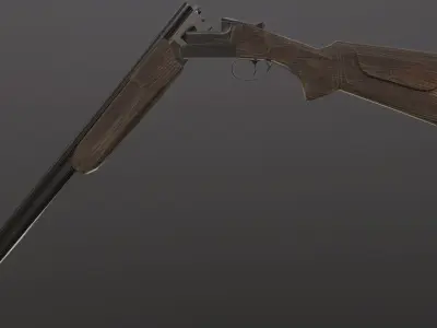 Double-barrel shotgun Low-poly 3D model