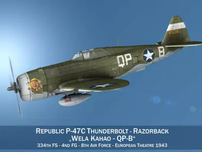 Republic P-47C Thunderbolt - Wela Kahao - QP-B 3D model