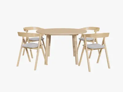 DiningSet V-01-Taro Table and YKSI Chairs Low-poly 3D model