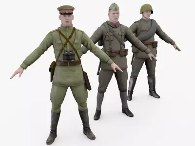 infantry USSR soldier Low-poly 3D model