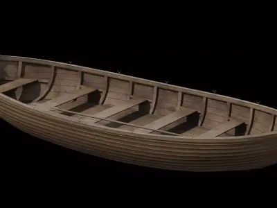 Old wooden boat 3D model