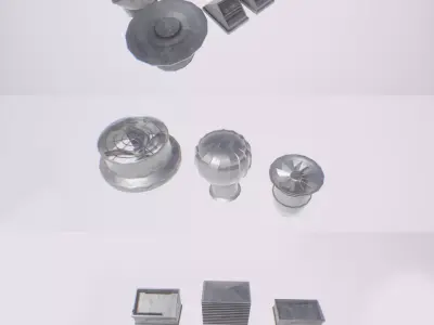 Completion of roof and wall detail system 21 elements lowpoly y Low-poly 3D model