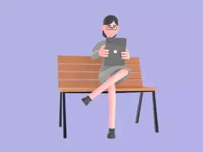 Stylized 3D Female Journalist Character - Outdoor Tablet Pose 3D model