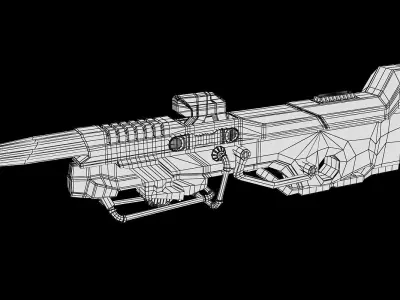 Sci fi big gun for robot mecha Low-poly 3D model
