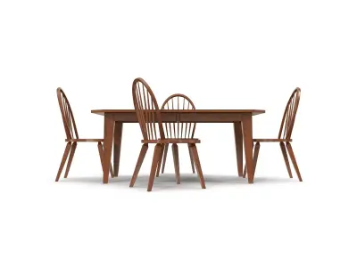 Colebrook 5 pc Dining Set Rustic Oak Free 3D model