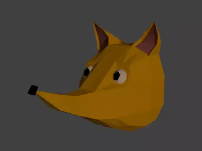 Fox low Poly head Free low-poly 3D model