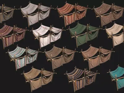 Market Stalls Tent Camping Pack Low-poly 3D model