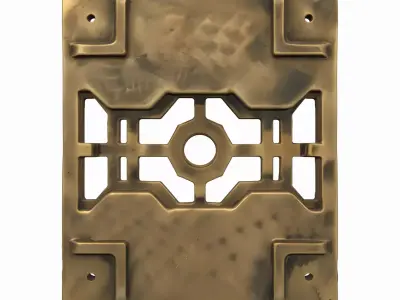 3D Ornate Brass Bank Vault Vent Grille Geometric Airflow 3D model