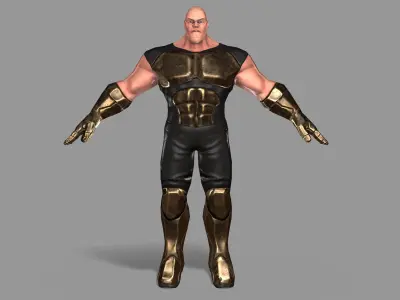 Superhero man gold armor Low-poly 3D model