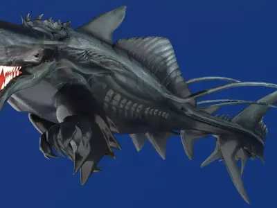 Sea monster leviathan Low-poly 3D model