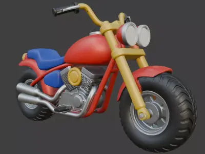 Cartoon Red Chopper Motorcycle 3D Model 3D model 4