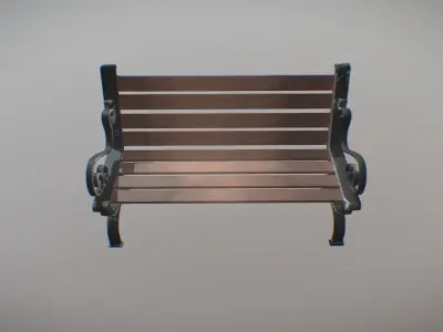 Simple Wooden Bench Lowpoly Low-poly 3D model