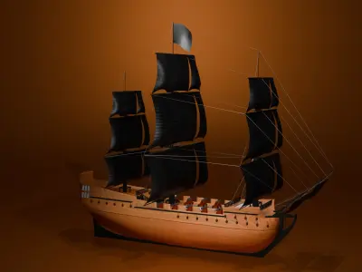 Wooden Sailing Ship 3D model