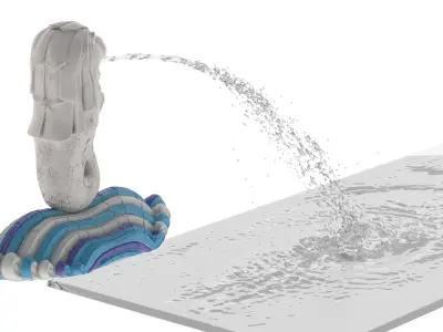 Merlion Fountain Water Spray Big 3D model