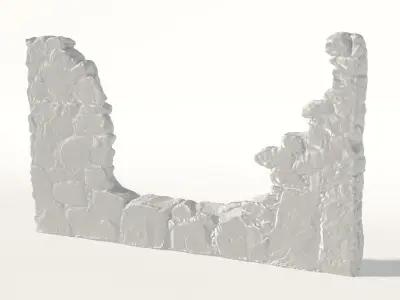 Old castle wall part F Low-poly 3D model