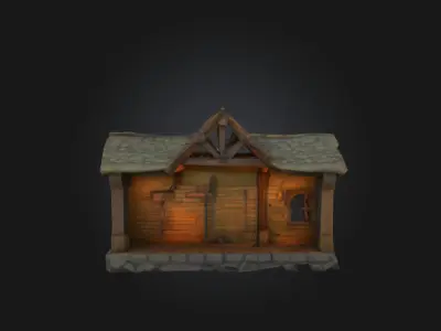 Stylized Medieval Blacksmith Workshop 3D Model Low-poly 3D model