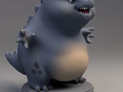 Godzilla statue Low-poly 3D model