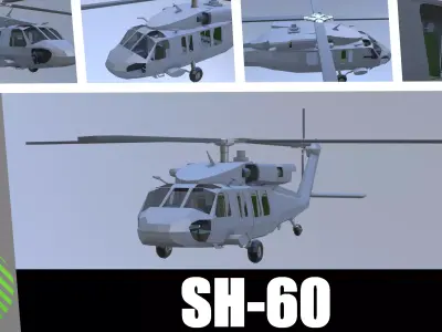 SH-60 seahawk low poly Low-poly 3D model