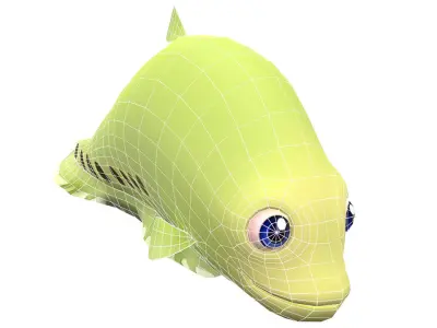 Clown Feather Back fish animated Low-poly 3D model