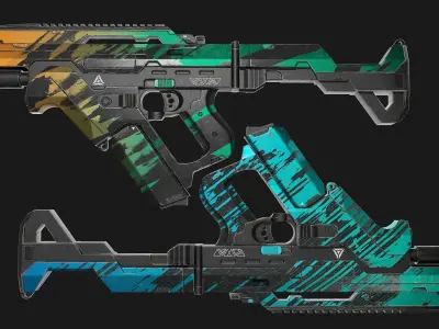 Sci-Fi SMG Raptor and Sea Breeze Low-poly 3D model