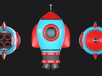 Cartoon Rocket 3D model 2