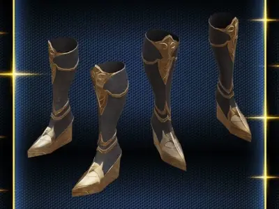 Shield Warrior leg armor female lowpoly game asset Low-poly 3D model