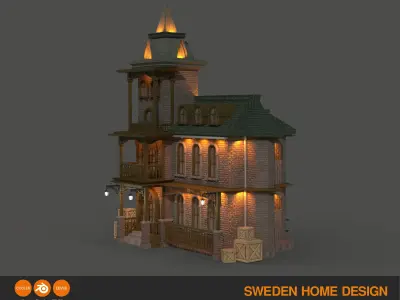 SWEDEN HOME DESIGN Low-poly 3D model