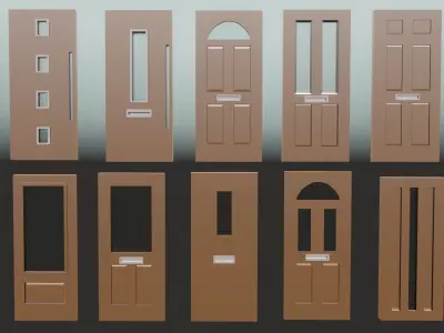 10 Home Door Assets Part one Free low-poly 3D model