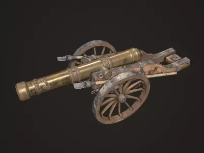 Cannon Louis XIV Medieval Low-poly 3D model