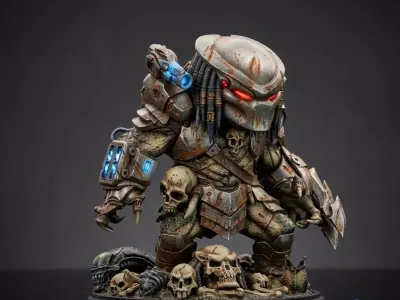 Chibi Galactic Predator - 3D STL Miniature - with Scenic Base 3D print model