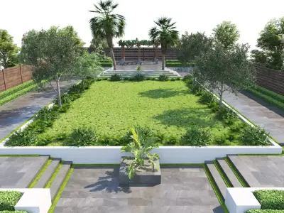 Private Park Landscape 3d exterior scene 3D model