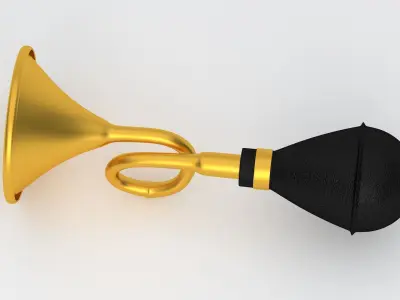 Vintage Vehicle Horn Gold 01 3D model