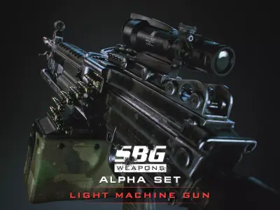 SBG Light Machine Gun Low-poly 3D model