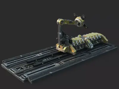 Future sci-fi industrial facility robotic arm 3D model