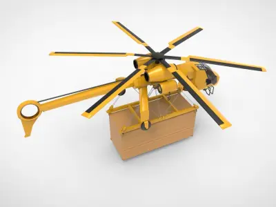 helicopter aerial crane Low-poly 3D model