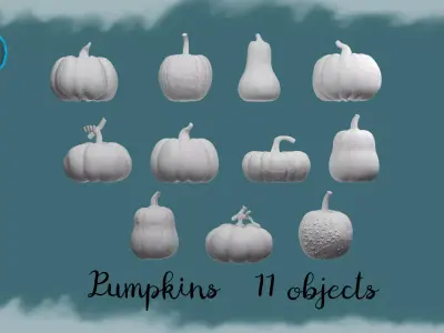 Miniature Pumpkins Set 3D print model