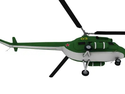 Lowpoly Mi-2 Hoplite Helicopter 3D Model Low-poly 3D model