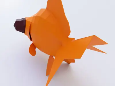 Telescope goldfish low poly toon 3d model  Low-poly 3D model