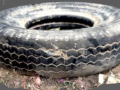 An old worn out Tyre of heavy vehicle 3D model