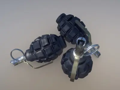 Ammo Grenade F1-UZRGM-2 Black Low-poly 3D model