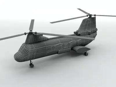  CH46 Seaknight Helicopter -1 Low-poly 3D model