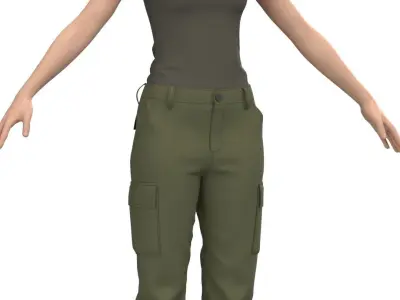 Womens Tactical Cargo Pants and Shirt 3D model