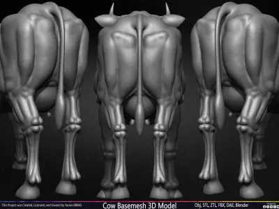 Cow Basemesh 3D Model Low-poly 3D model