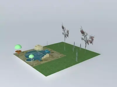 Natural Pool, Fish Farm with Landscaping Free 3D model